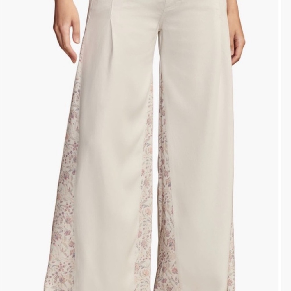 Lucky Brand Cream and Pink Wide Leg Jumpsuit